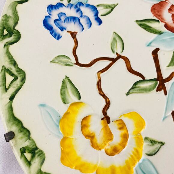 Vintage H. J. Wood chinese Rose Hand-painted Plate Wall‎ Hanging - Picture 3 of 6